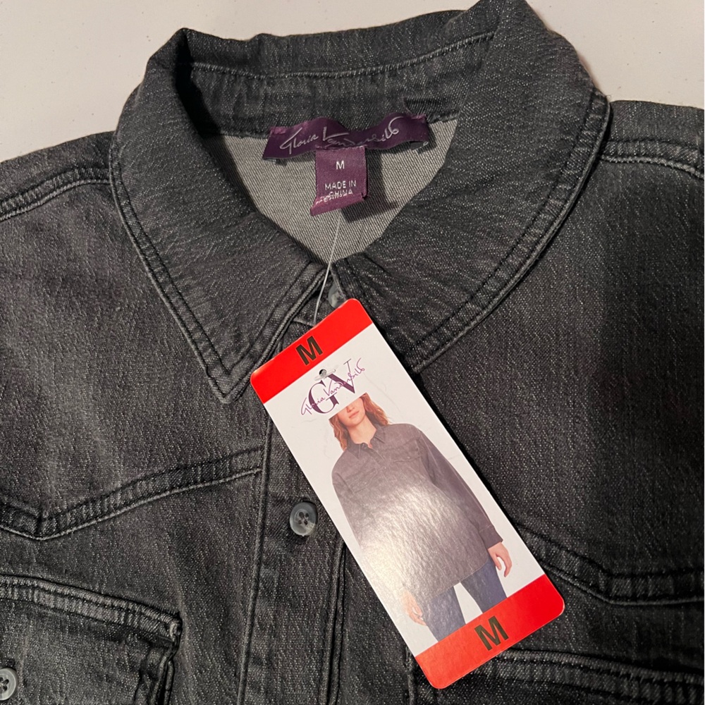 Gloria Vanderbilt Gray Denim Shirt Medium